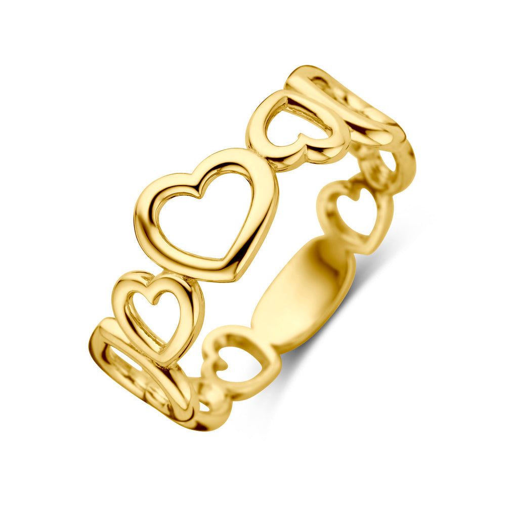 Ring hartjes 14k geelgoud