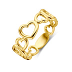 Ring hartjes 14k geelgoud