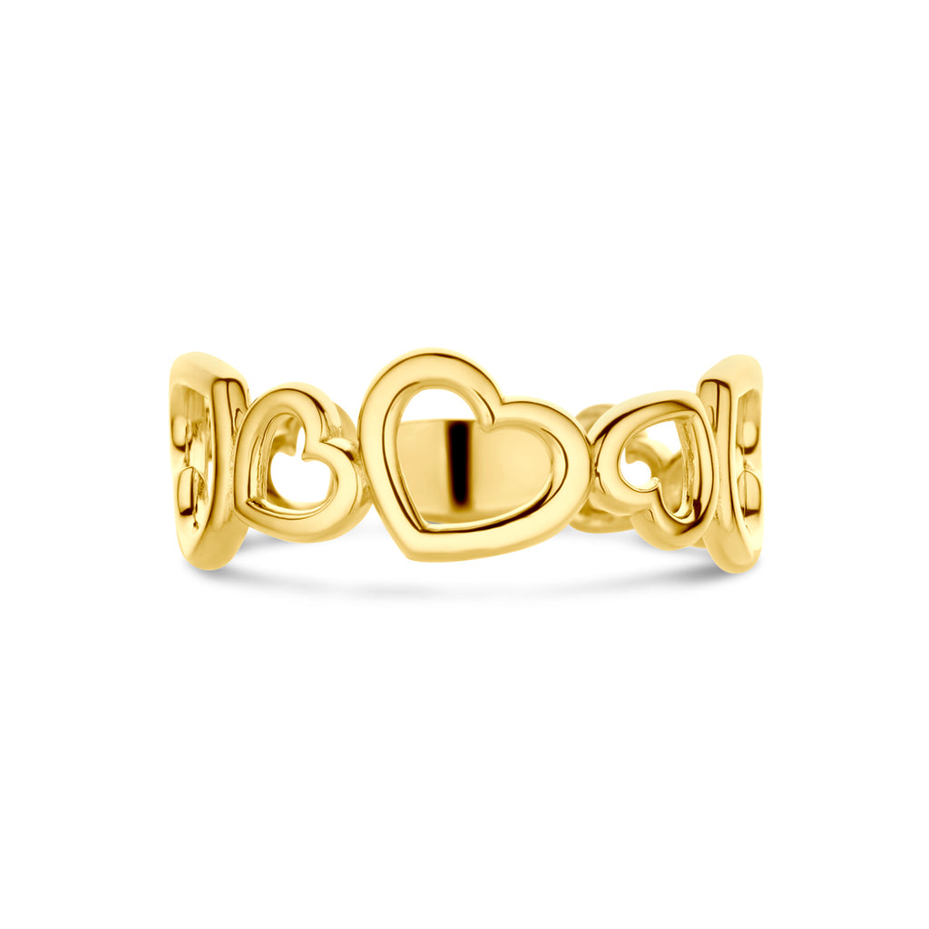 Ring hartjes 14k geelgoud