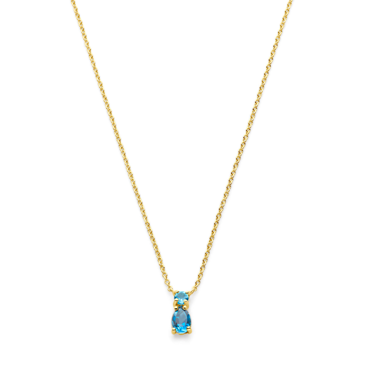 Collier london blue topaas en sky blue topaas 41 - 43 - 45 cm 14k geelgoud
