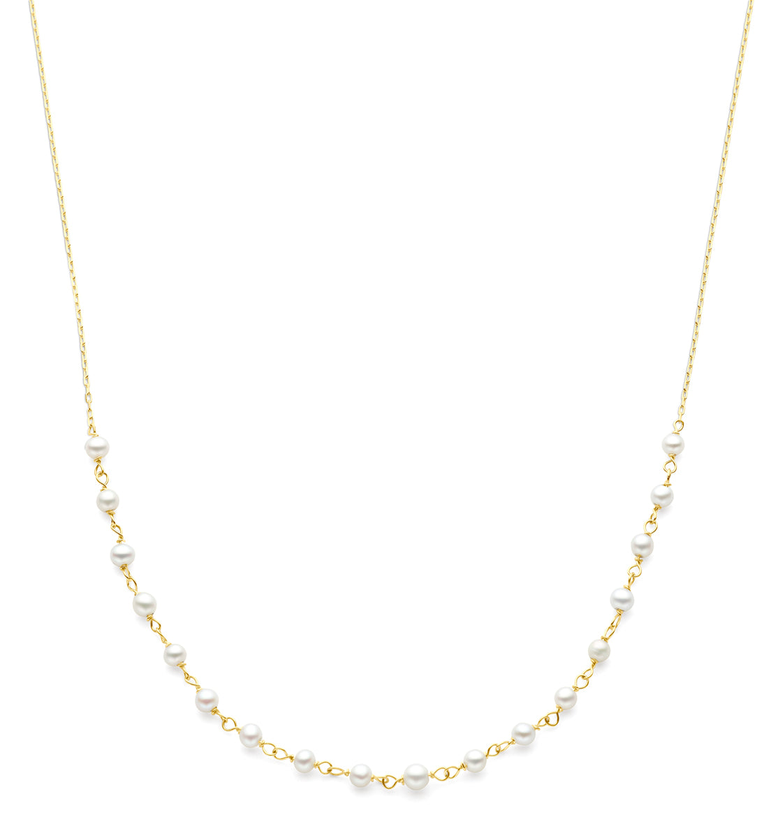 Collier parels 44 cm 14k geelgoud