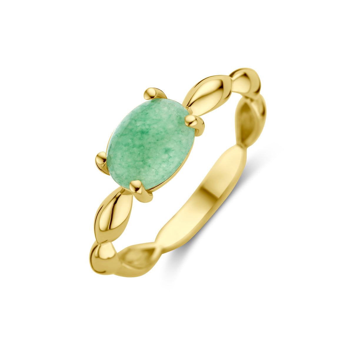 Ring groen agaat 14k geelgoud
