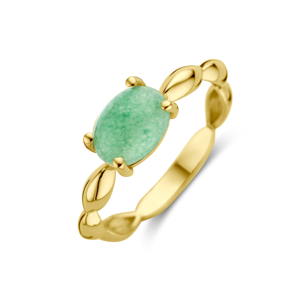 Ring groen agaat 14k geelgoud