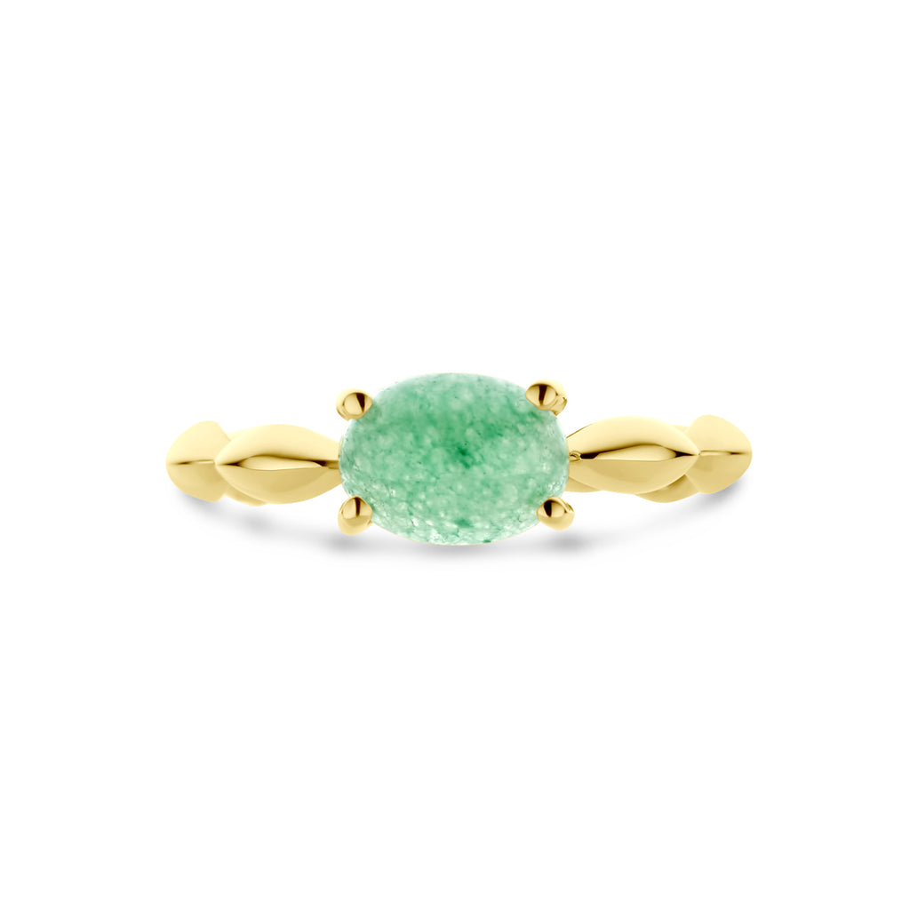 Ring groen agaat 14k geelgoud