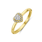 Ring hart zirkonia halo 14k geelgoud