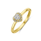 Ring hart zirkonia halo 14k geelgoud