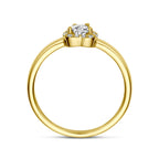 Ring hart zirkonia halo 14k geelgoud