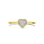 Ring hart zirkonia halo 14k geelgoud