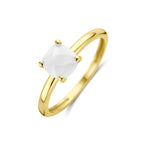 Ring wit agaat 14k geelgoud