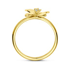 Ring bloem zirkonia 14k geelgoud