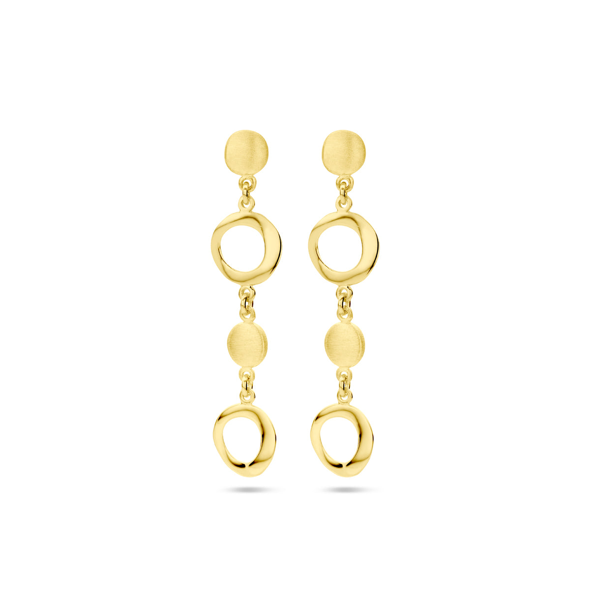 Oorhangers poli/mat 14k geelgoud