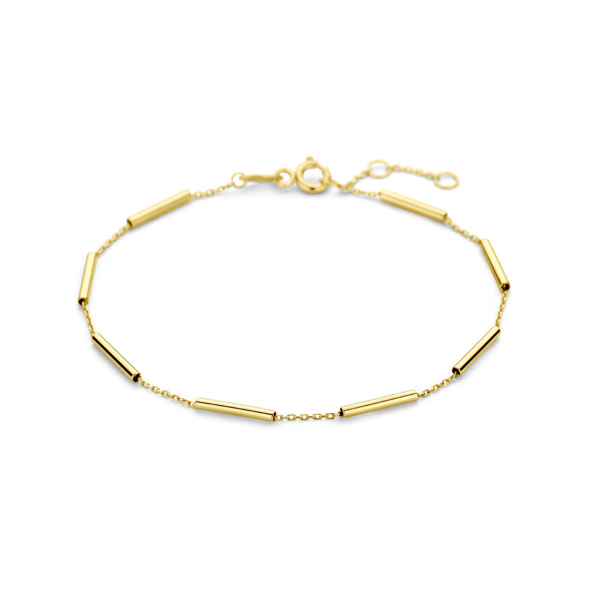 Armband buisjes 17 - 18 - 19 cm 14k geelgoud