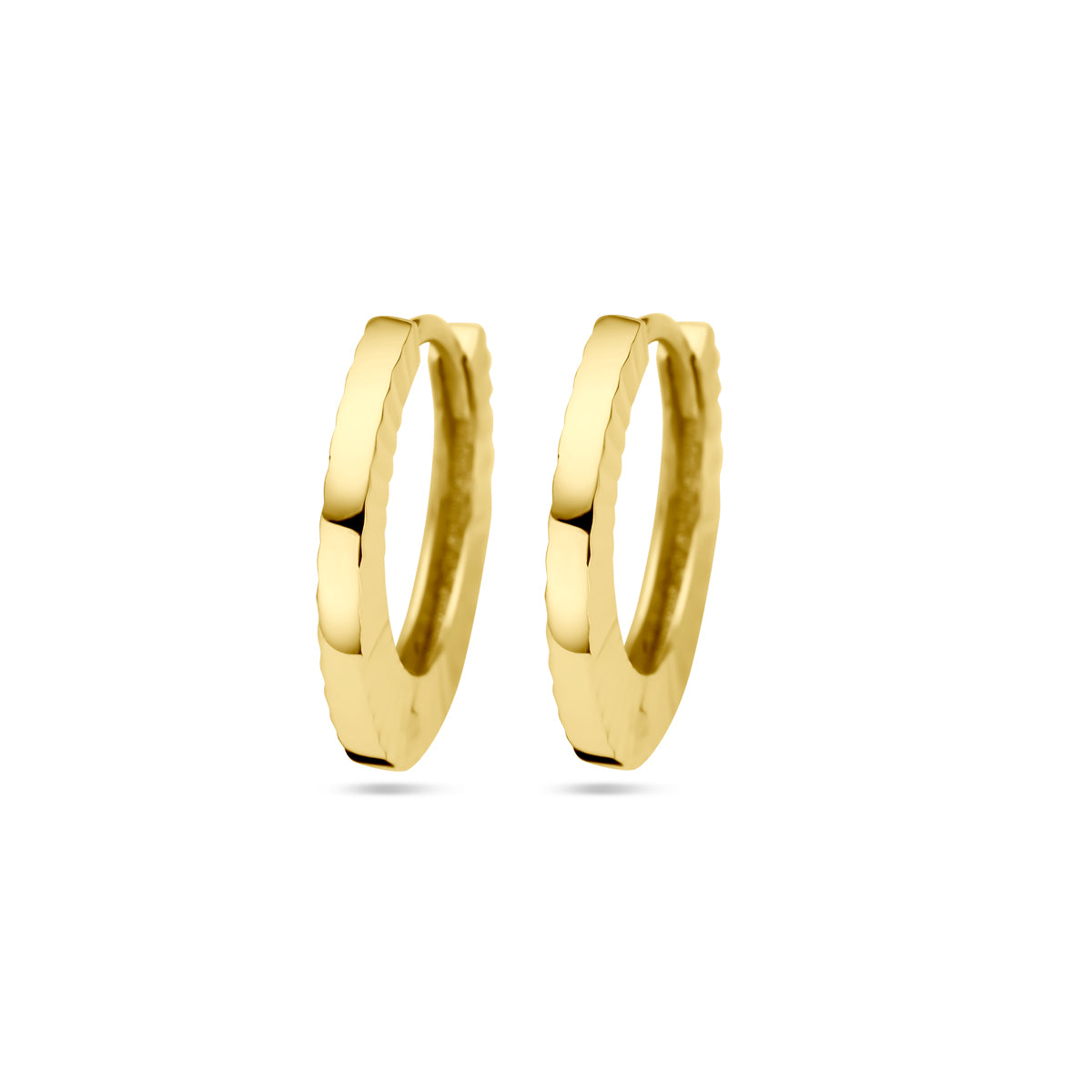 Klapoorringen gediamanteerd 14k geelgoud