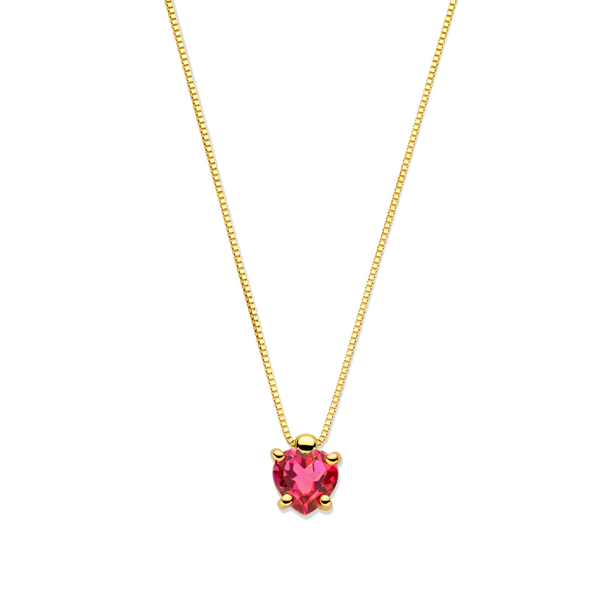 Collier hart roze topaas 40 - 42 - 44 cm 14k geelgoud