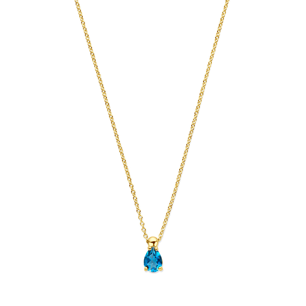 Collier met london blue kwarts 41 - 43 - 45 cm 14k geelgoud