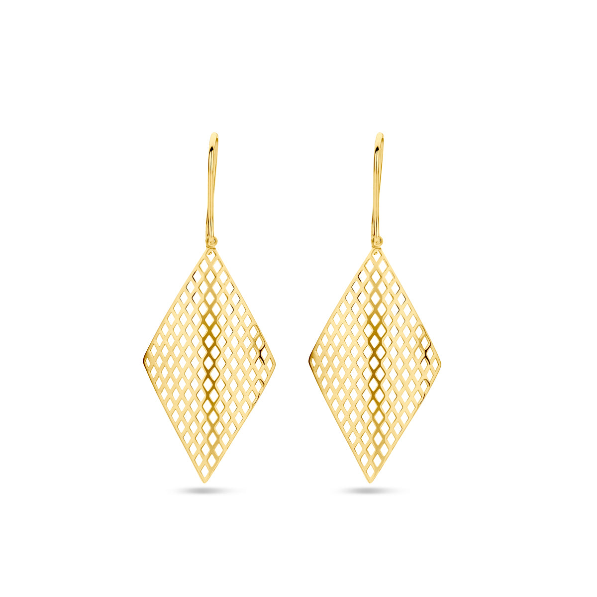 Oorhangers ruit franse haak 14k geelgoud