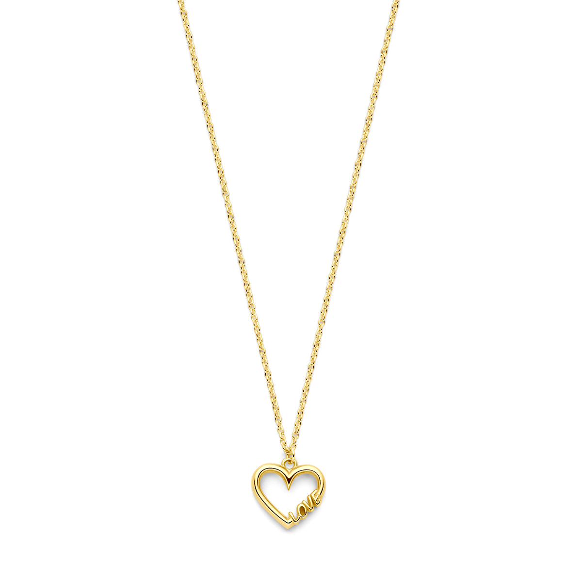 Collier hartje en love 0,9 mm 41 - 43 - 45 cm 14k geelgoud
