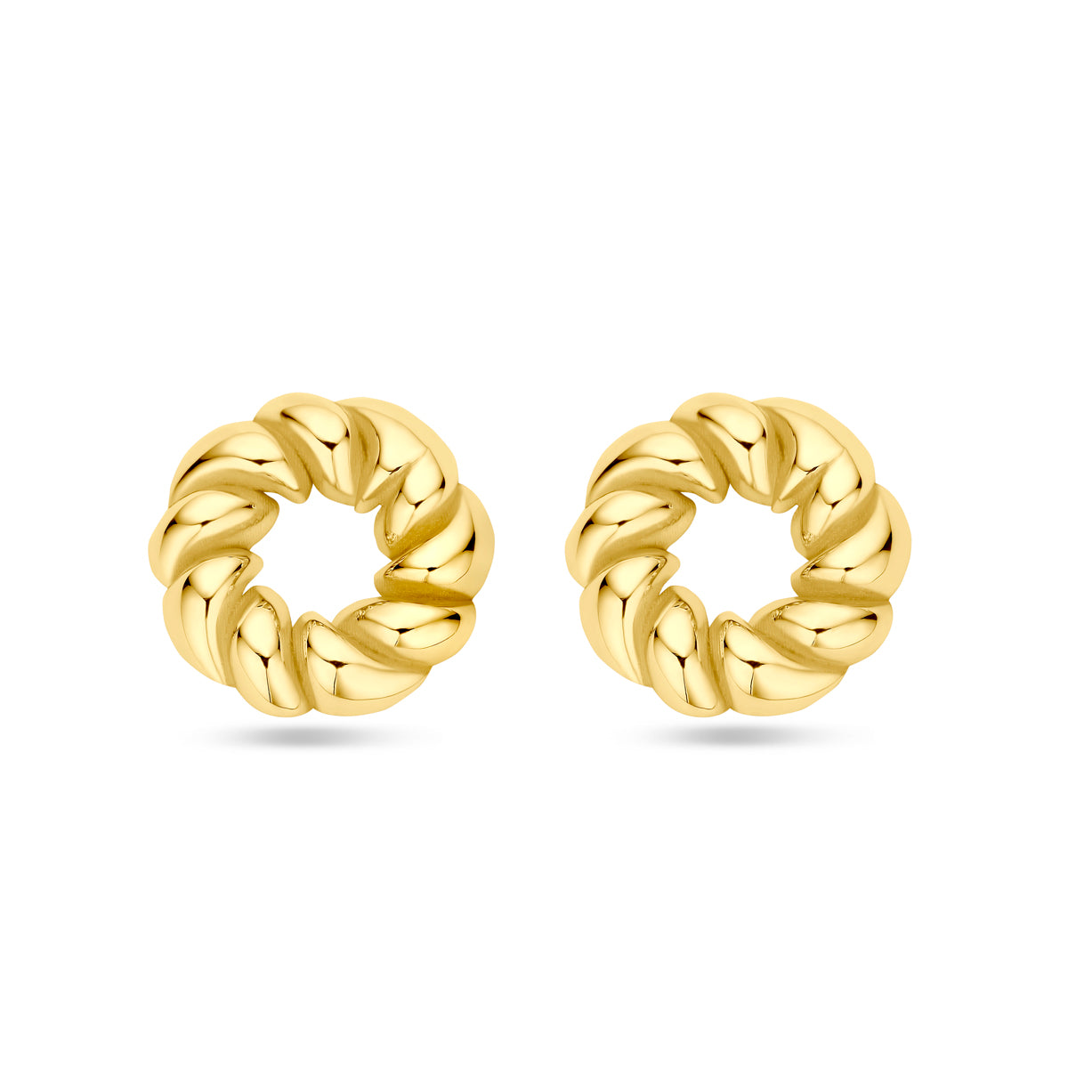 Oorknoppen gedraaid 11 mm 14k geelgoud