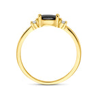 Ring zwart en wit zirkonia 14k geelgoud