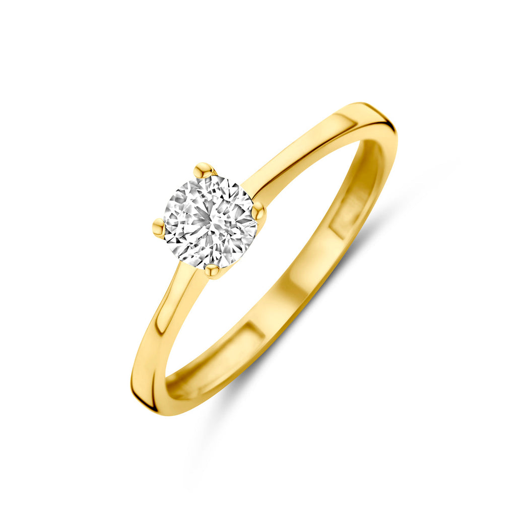 Ring zirkonia 14k geelgoud