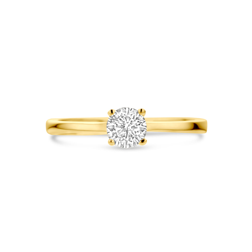 Ring zirkonia 14k geelgoud