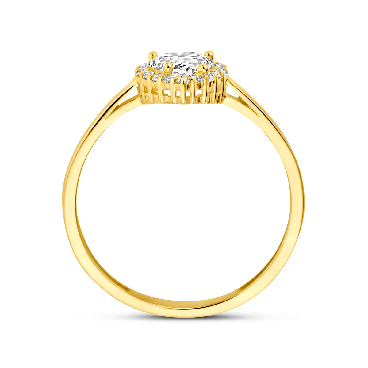 Ring zirkonia 14k geelgoud