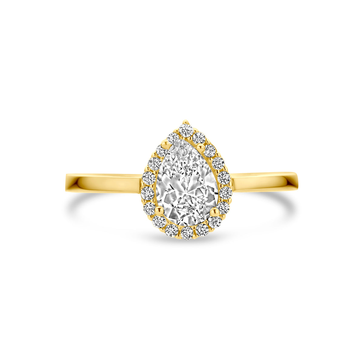 Ring zirkonia 14k geelgoud