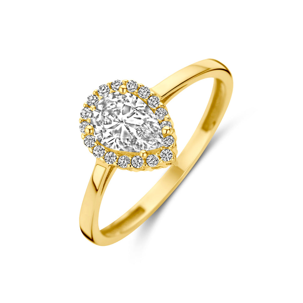 Ring zirkonia 14k geelgoud