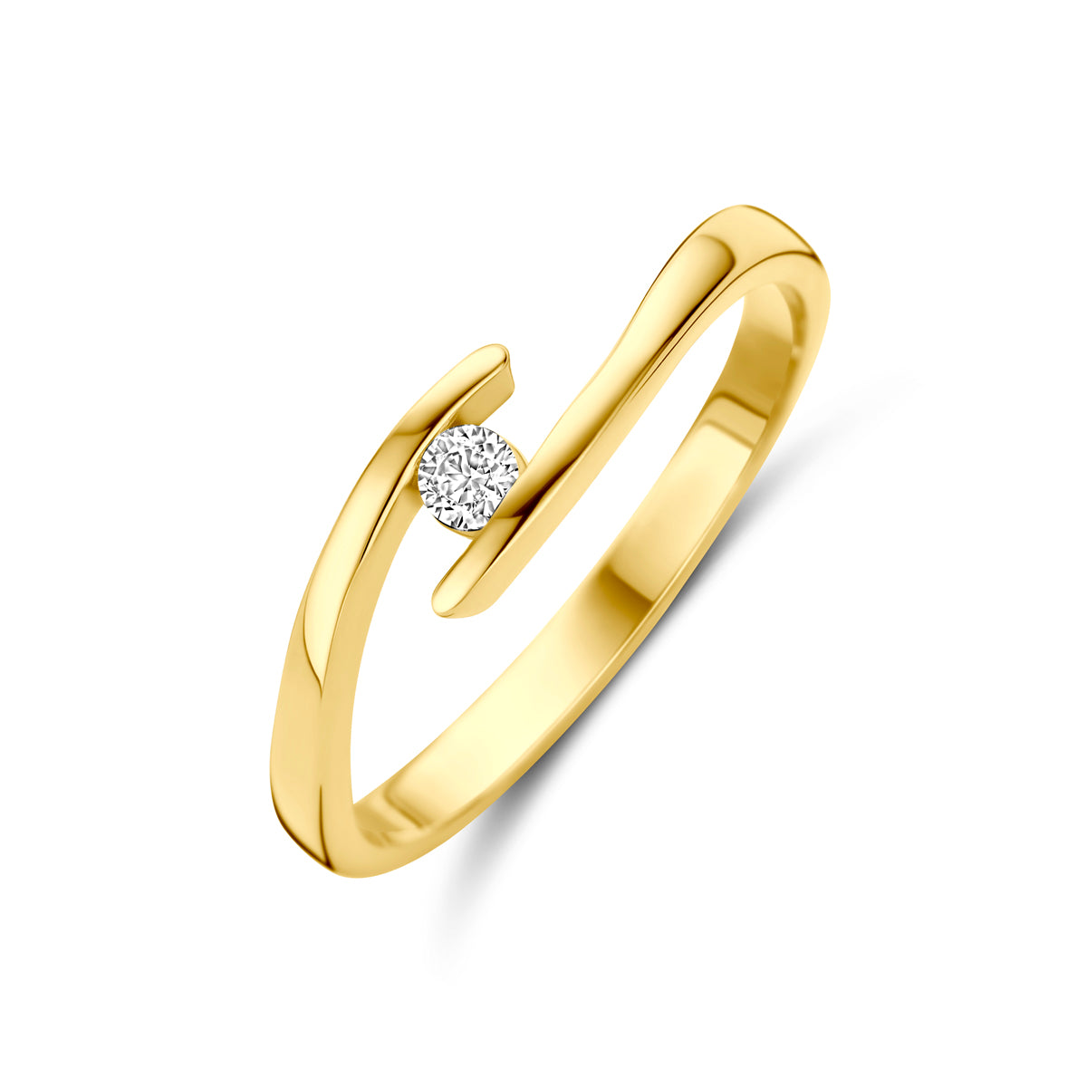Ring zirkonia 14k geelgoud