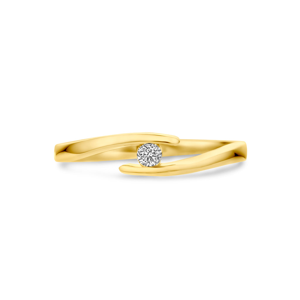 Ring zirkonia 14k geelgoud