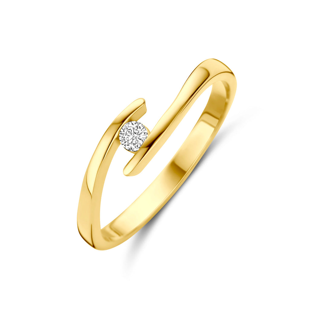 Ring zirkonia 14k geelgoud