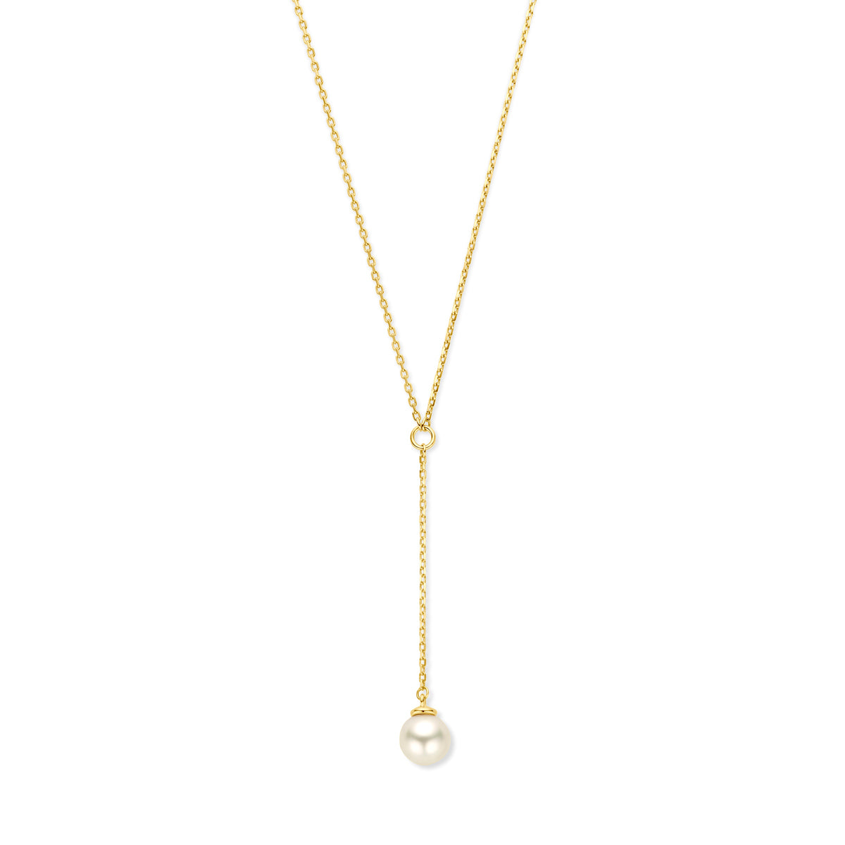 Y-collier parel 14k geelgoud