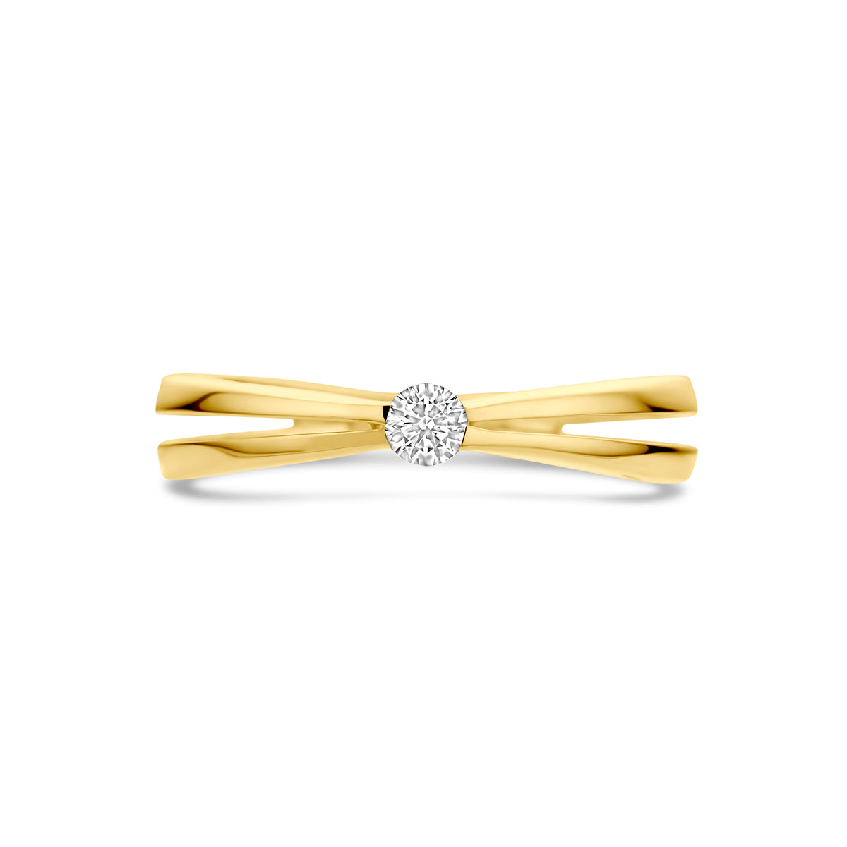 Ring zirkonia 14k geelgoud