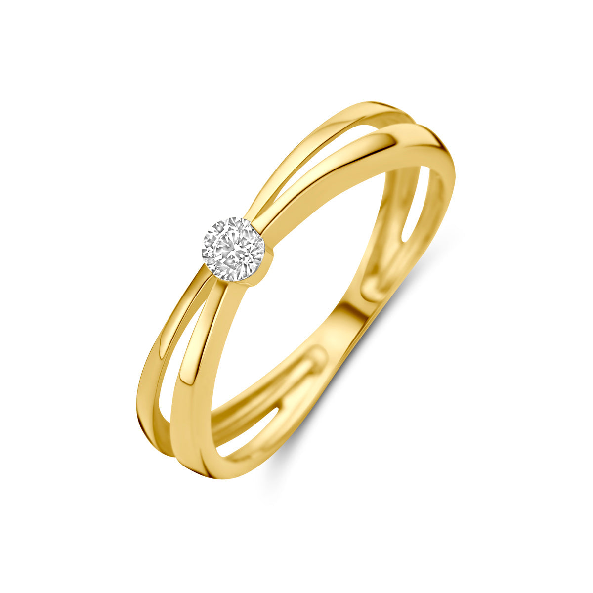 Ring zirkonia 14k geelgoud