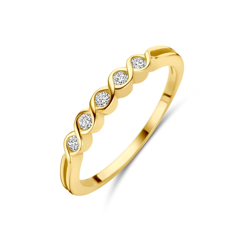 Ring zirkonia 14k geelgoud