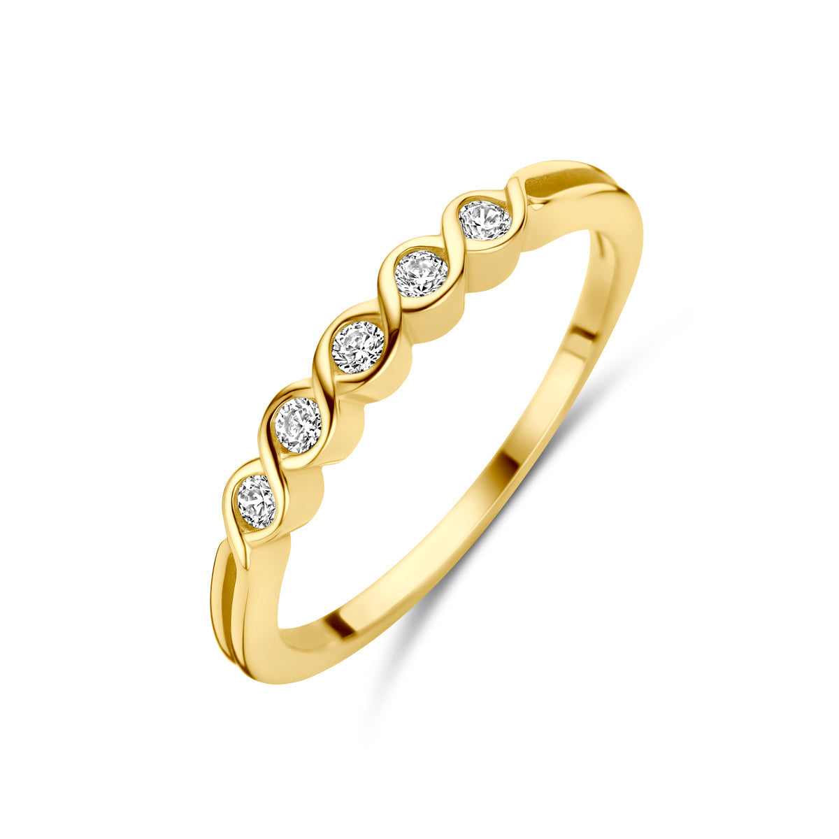 Ring zirkonia 14k geelgoud