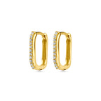 Klapoorringen zirkonia 14k geelgoud