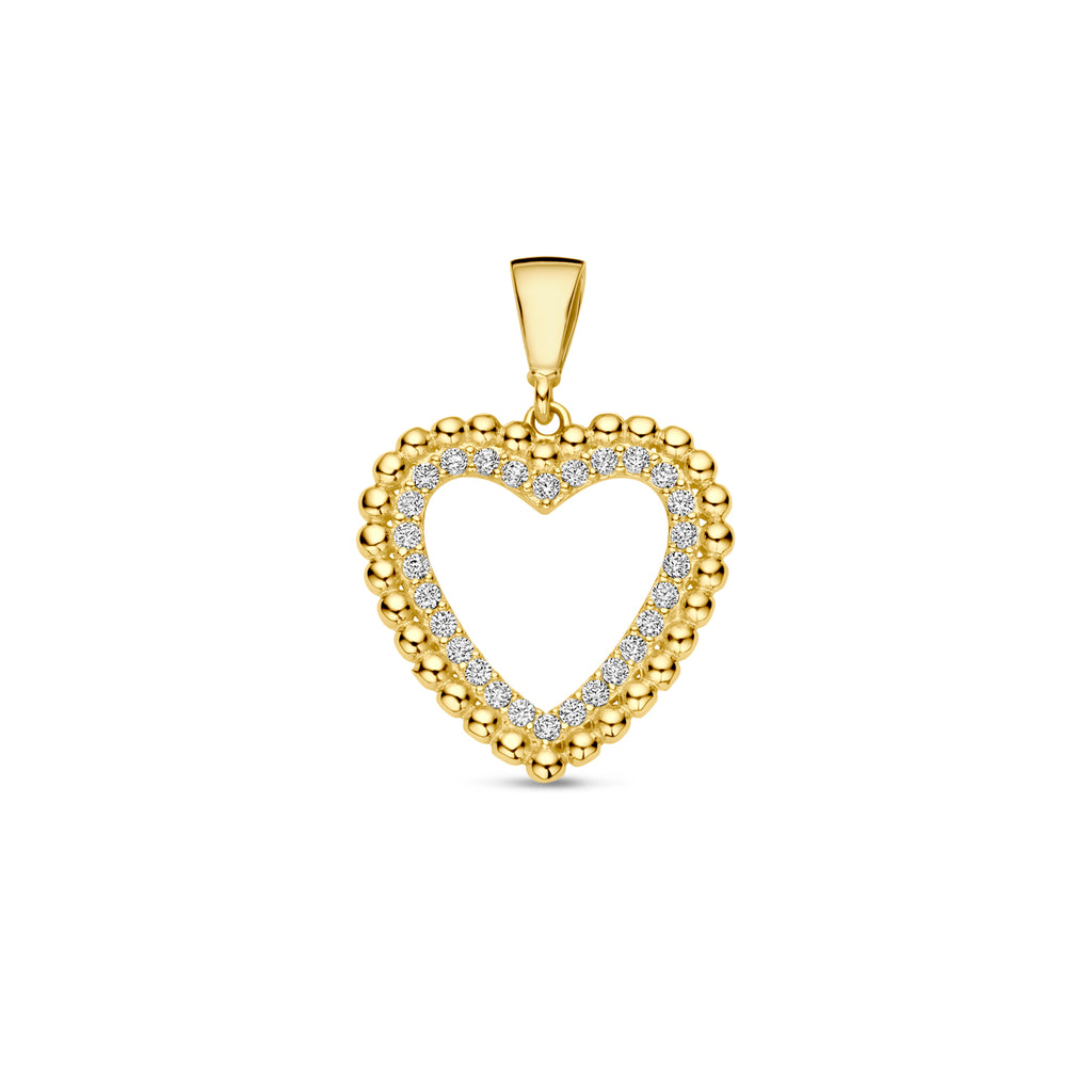 Hanger hartje zirkonia 14k geelgoud