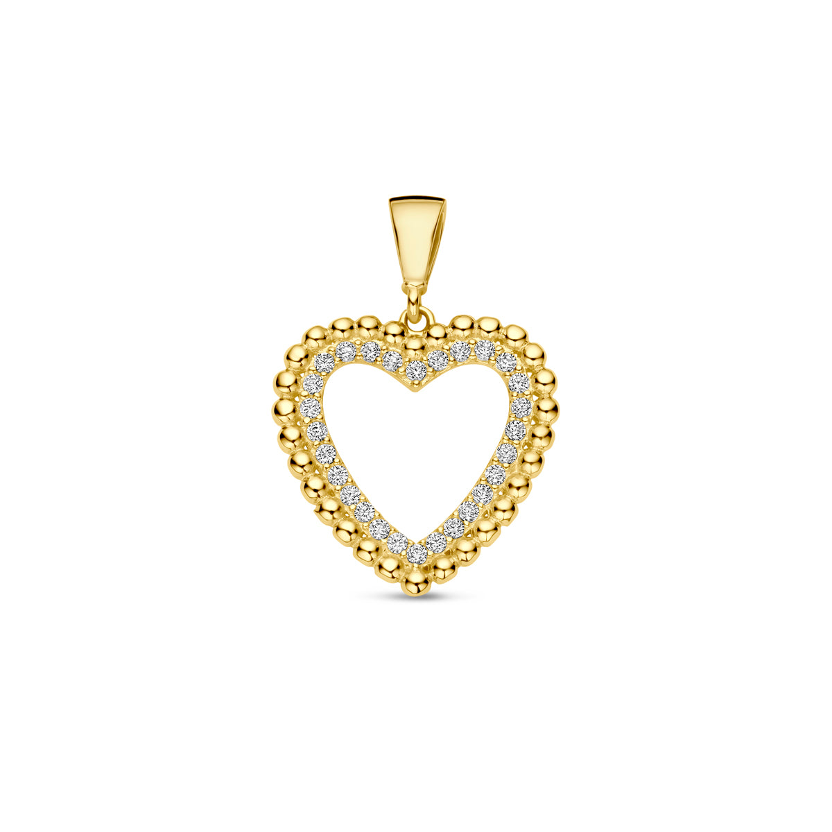 Hanger hartje zirkonia 14k geelgoud