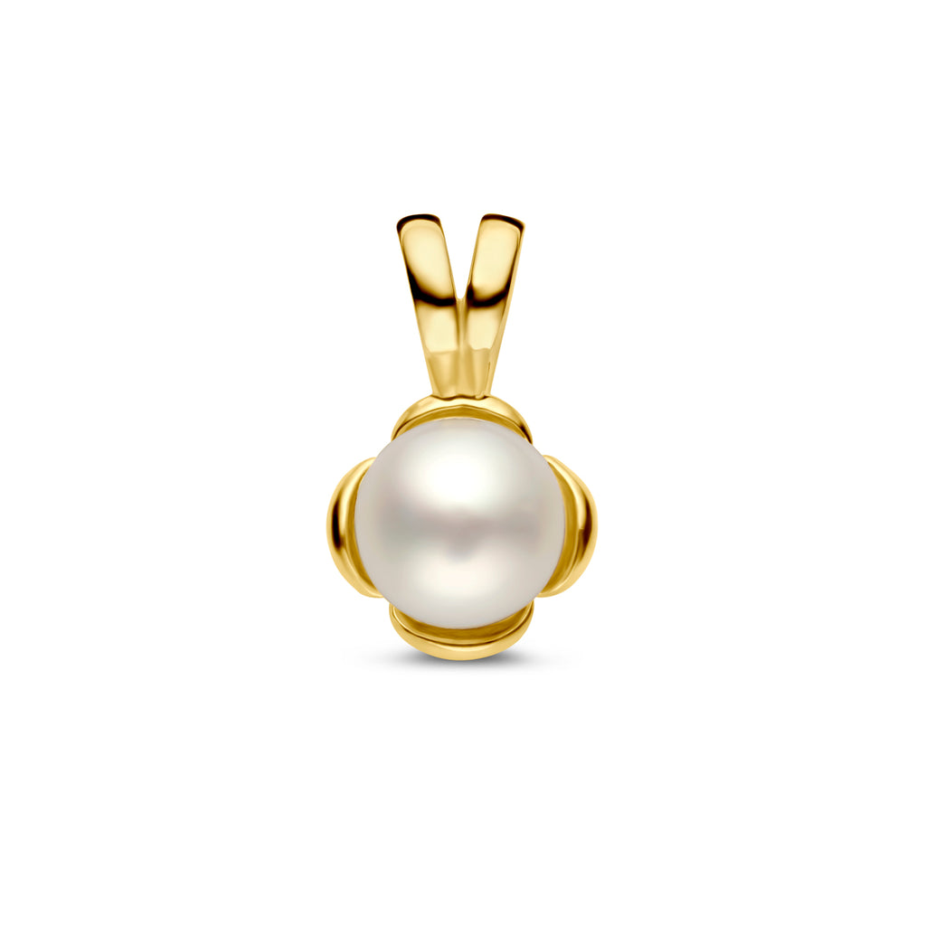 Hanger bloem parel 14k geelgoud