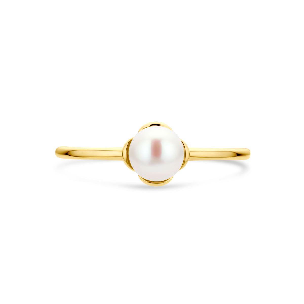 Ring bloem parel 14k geelgoud