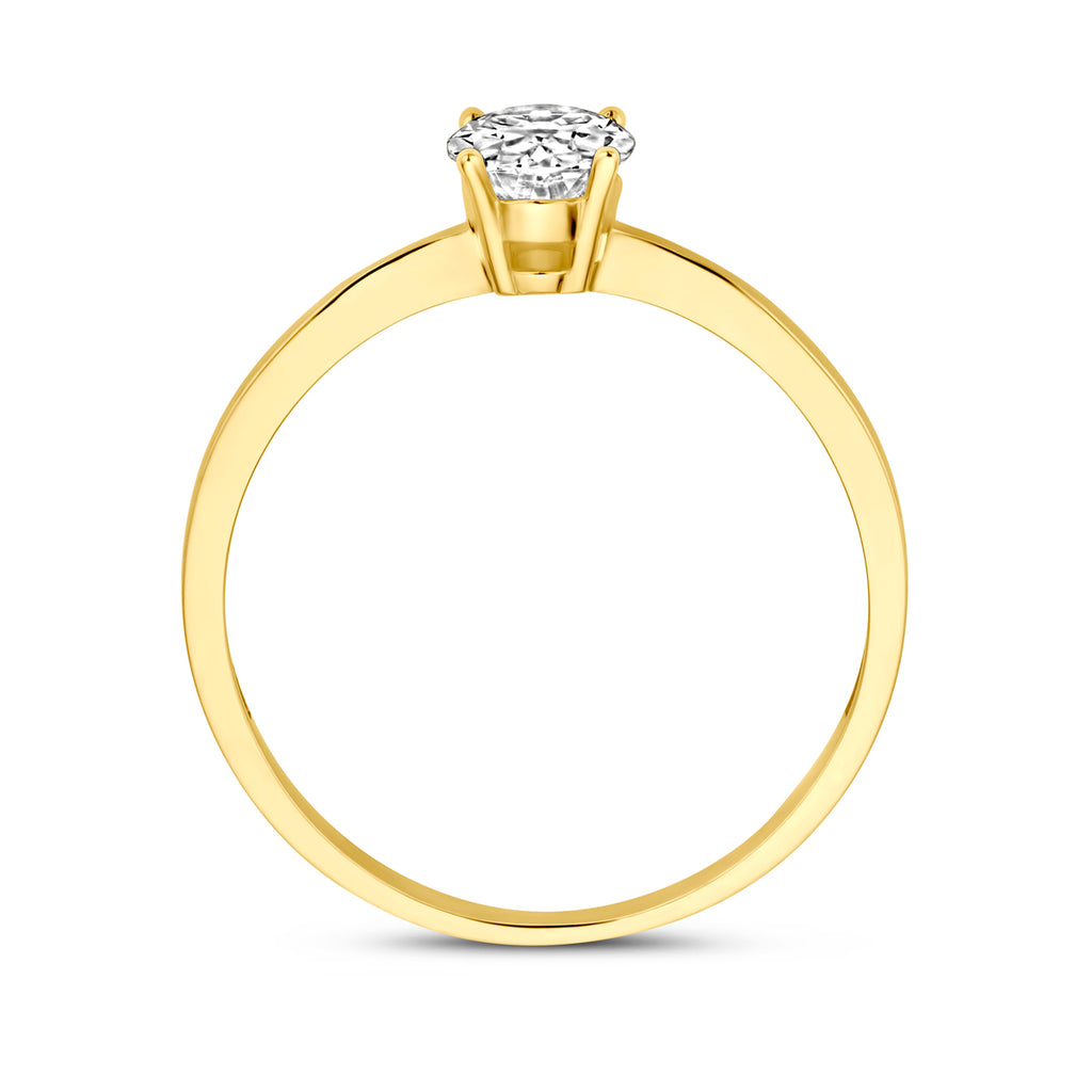 Ring zirkonia 14k geelgoud