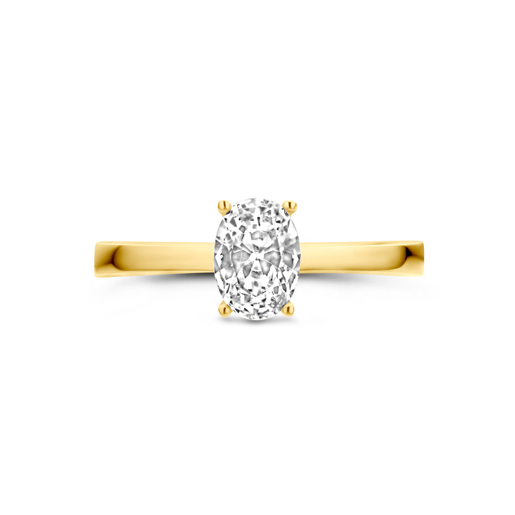 Ring zirkonia 14k geelgoud