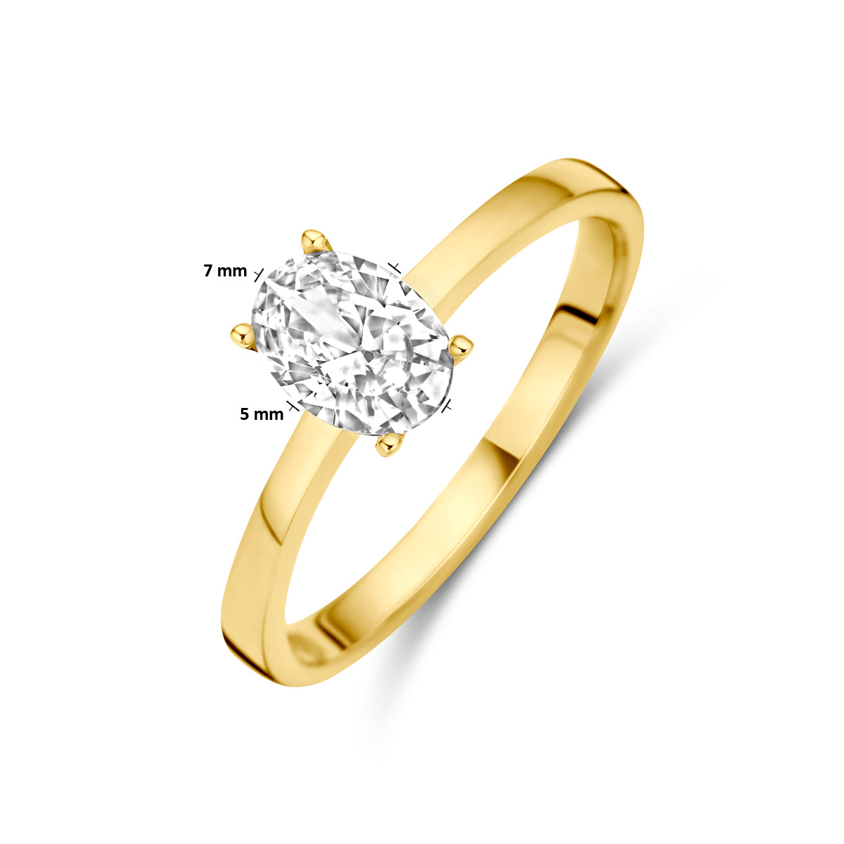 Ring zirkonia 14k geelgoud