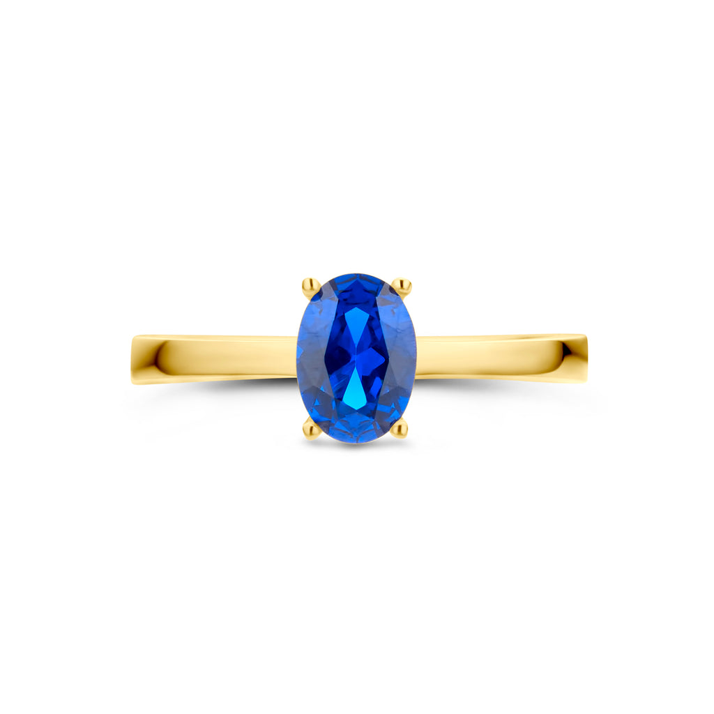 Ring donkerblauw zirkonia 14k geelgoud