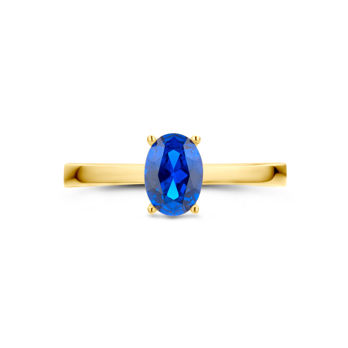 Ring donkerblauw zirkonia 14k geelgoud