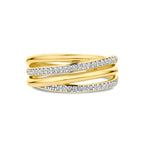 Ring zirkonia bicolor gestift 14k geelgoud