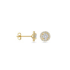 Ohrstecker Zirkonia Halo 7 mm 14K Gelbgold