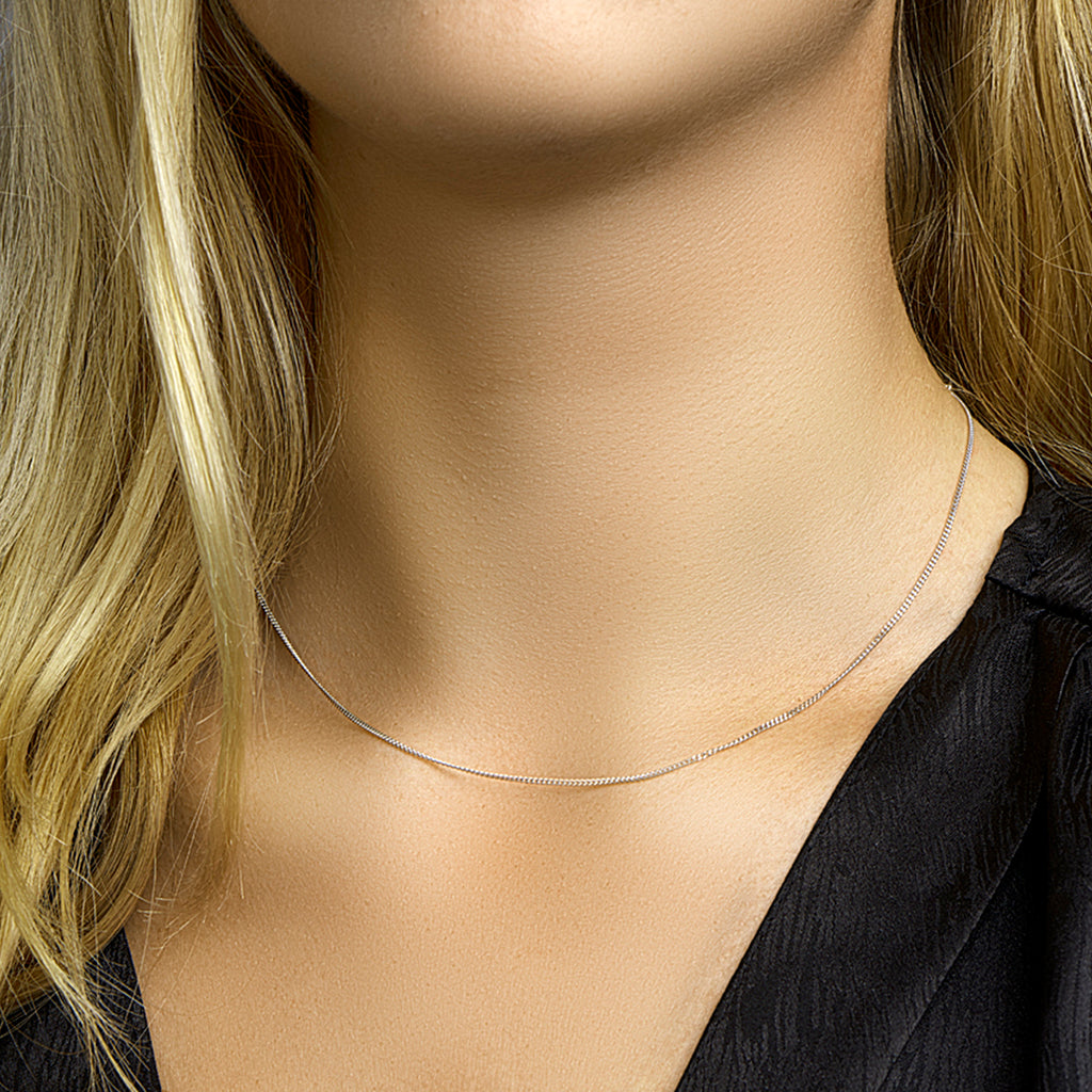 Collier gourmette 4-zijdes geslepen 1,2 mm 14k witgoud