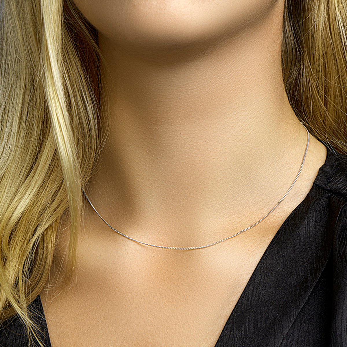 Collier gourmette 4-zijdes geslepen 1,2 mm 14k witgoud